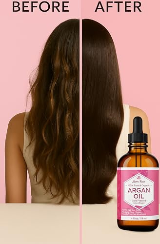 Leven Rose Organic Argan Oil - 100% Pure Moroccan Hair & Skin Oil, 4 oz