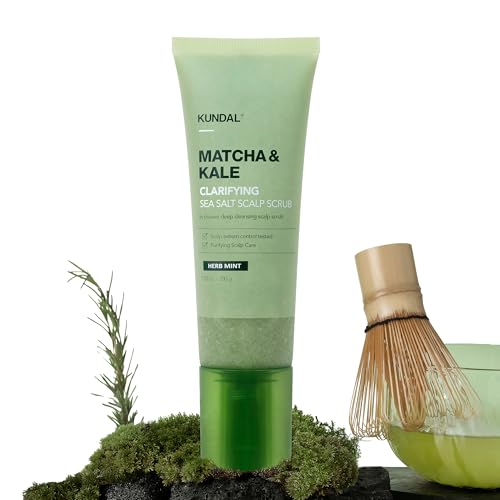 KUNDAL Matcha & Kale Clarifying Sea Salt Scalp Scrub for Hair Detox & Oil Control