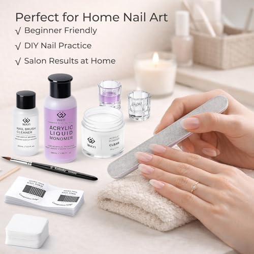 WAYI Acrylic Nail Kit for Beginners - 58ml Liquid Monomer & 28g Clear Powder