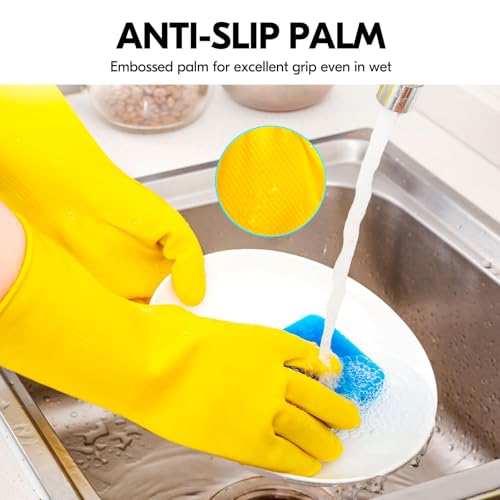 Vgo... Latex Reusable Cleaning Gloves - Extra Thick Long Cuff (L)