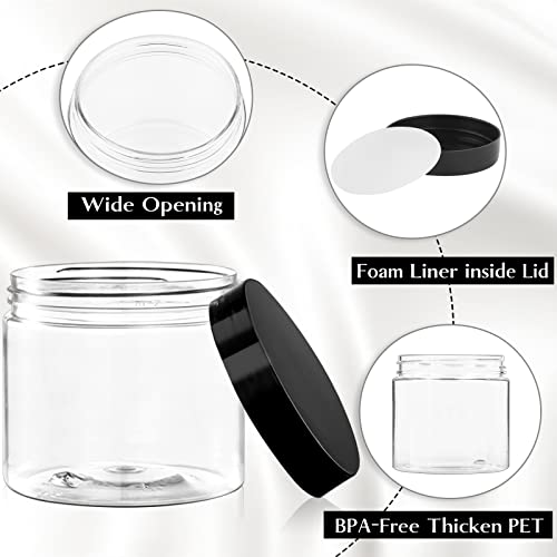 TUZAZO 6 oz Clear Plastic Jars with Lids - 12 Pack, BPA-Free