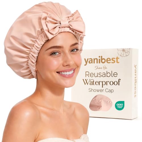 YANIBEST Reusable Waterproof Shower Cap for Women - Cute & Durable