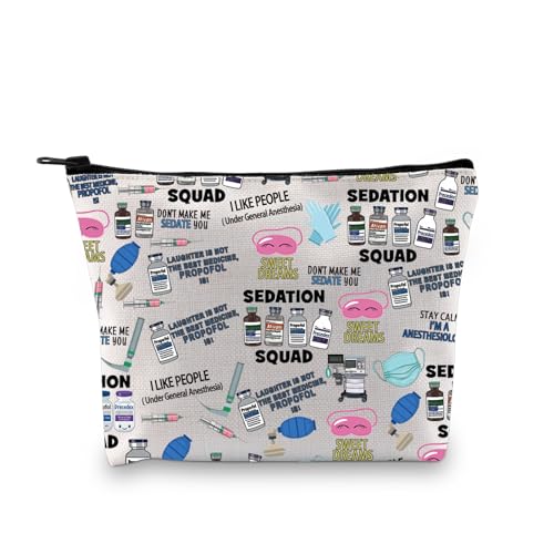 Anesthesiologist Makeup Bag - Cotton Linen Cosmetic Organizer Gift