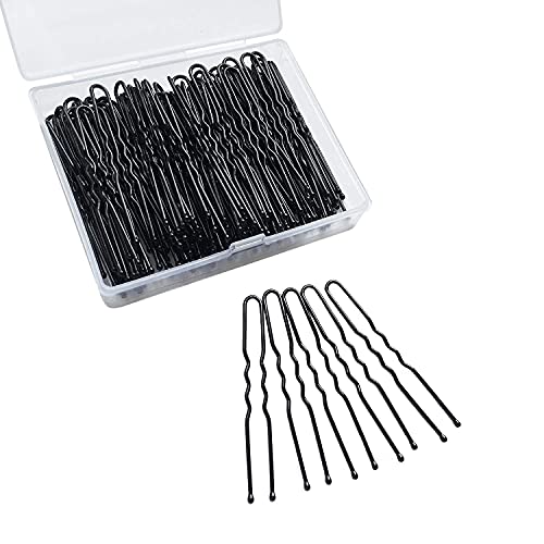 U Shaped Black Hair Pins for Bridal & Bun Styles - 120 Pack