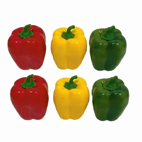 6-Piece Artificial Bell Pepper Set - Lifelike Decorative Vegetables