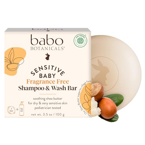 Babo Botanicals Fragrance-Free 2-in-1 Shampoo & Wash Bar for Babies - Shea Butter & Calendula