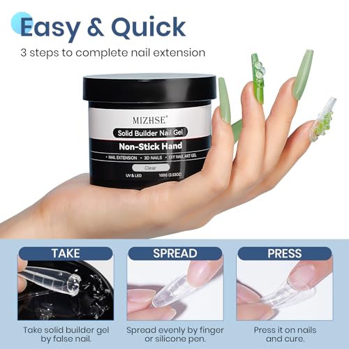 MIZHSE 100 g Solid Builder Gel for Nails, Clear 3D Sculpting Nails