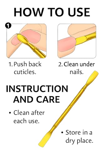 Gold Cuticle Pusher Tool, Double-Ended 14cm for Nail Care