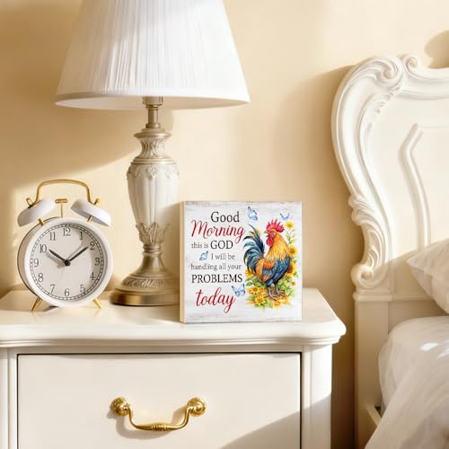 Good Morning God Wooden Box Sign - 5.9" Tabletop Decor