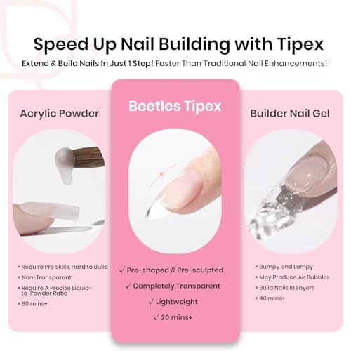 Beetles Tipex Instant Apex Nail Tips Kit Medium Almond 224pcs, 16 Sizes — DIY Salon-Quality Extensions