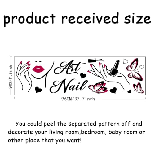 SUPERDANT Nail Art Wall Decor Stickers for Salons & Home - Butterfly & Manicure Design - DIY Peel & Stick Wall Art - Girl Woman Bedroom & Dressing Room Decor