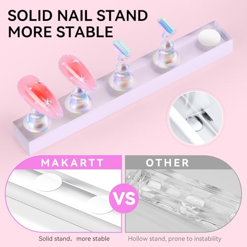 Makartt Aurora Clear Pink Magnetic Nail Stand Kit for Press-On Nail Art