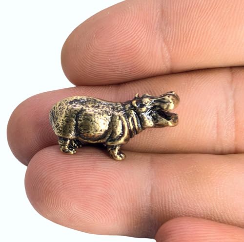 Handmade Brass Hippopotamus Figurine - Miniature Collectible Art
