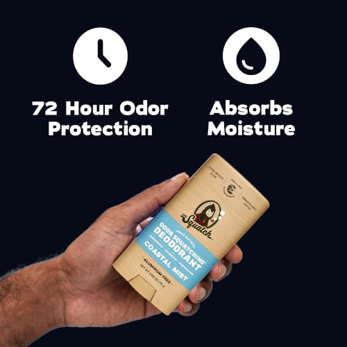 Dr. Squatch Coastal Mist Natural Deodorant - 2.65oz Stick, Aluminum-Free with Charcoal & Postbiotics
