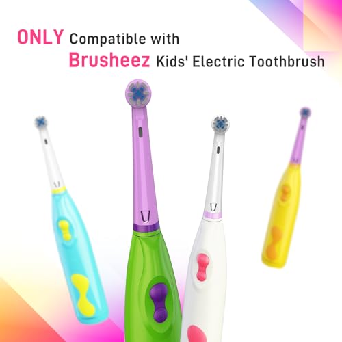DenSecc Purple and White Replacement Brush Heads for Kids Electric Toothbrush 10 Pack