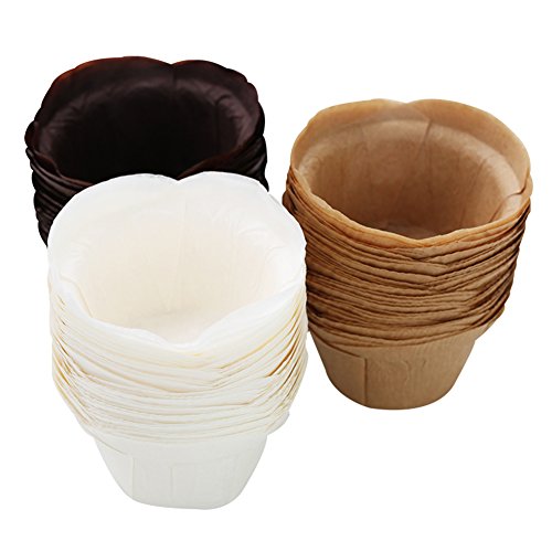 Cupcake Liners - 50 Count White Baking Cups for Muffins & Cupcakes