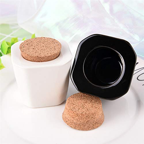 Porcelain Nail Art Dappen Dish with Wooden Cork Lid - White