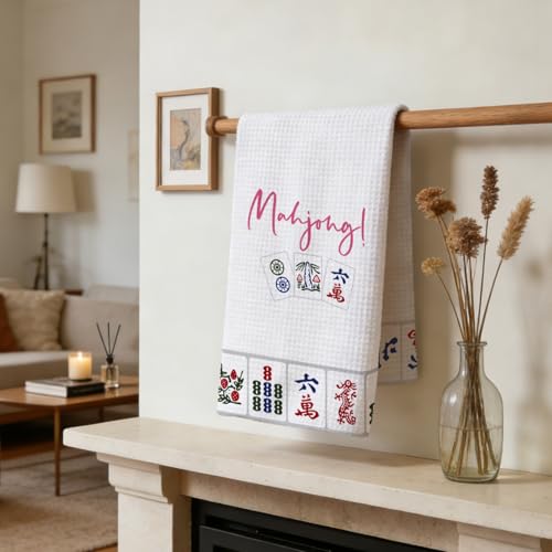 Floral Mahjong Decorative Dish Towels - 16x24 inches