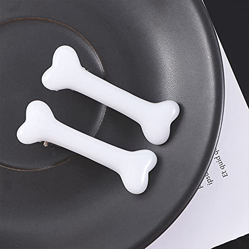 Dog Bone Hair Clips - Set of 4 Black & White Hairpins for Women & Girls