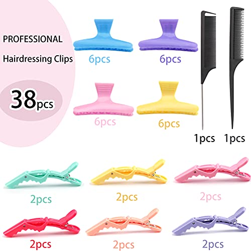 Pastel Color 38 Pcs Hair Clip & Comb Set - Butterfly & Croc Clips
