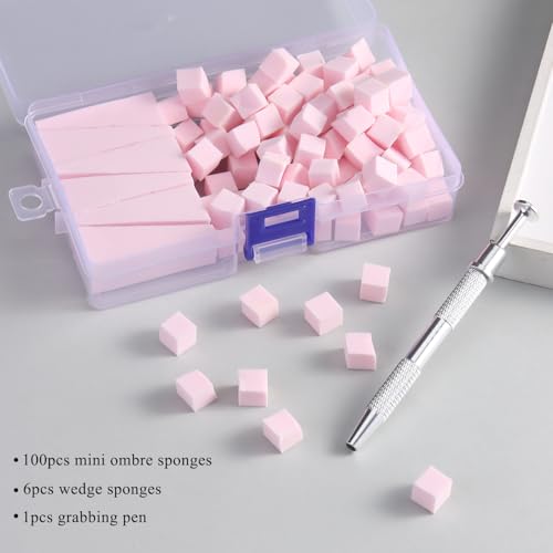 Fcozpjk 100Pcs Ombre Nail Art Sponges Set with Grabbing Pen