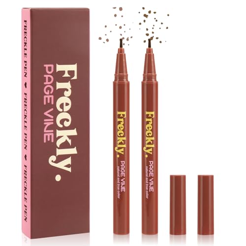 2PCS Freckle Pen Set with Fake Freckles Stamp (Light & Medium) for Natural Makeup