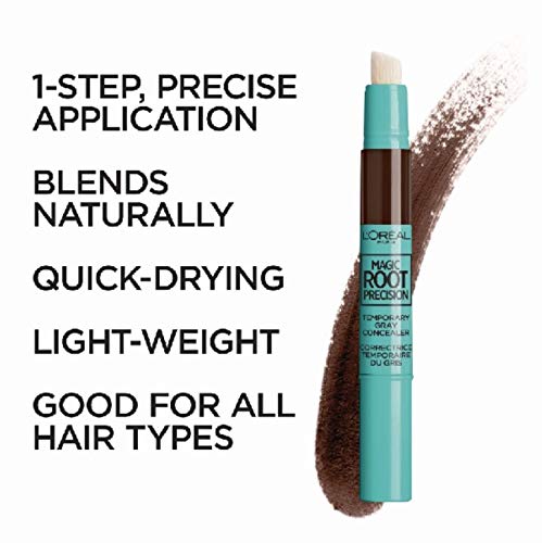L'Oreal Paris Magic Root Precision Pen - Temporary Gray Hair Concealer, Medium Brown, 0.05 fl oz