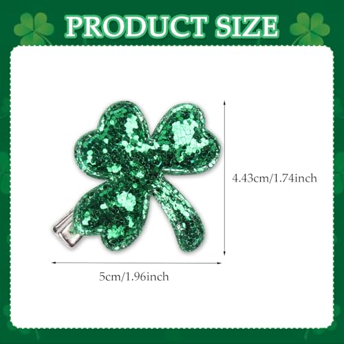 HIFANMM Style 2 Green Shamrock Sequin Hair Clips for Women & Girls St. Patrick's Day Party Accessory 6pcs