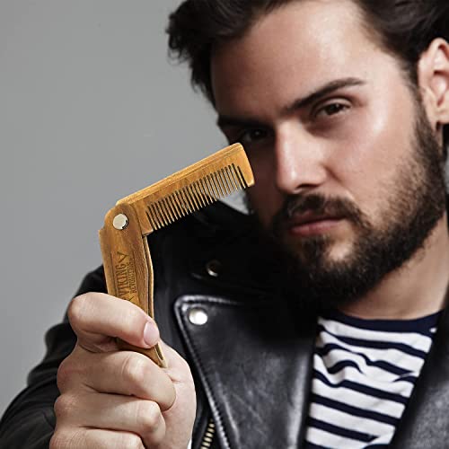 Folding Wooden Beard Comb - Sandalwood Pocket Grooming Tool