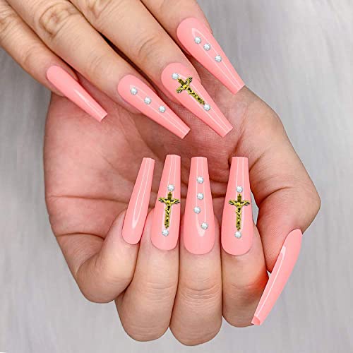 WOKOTO 100pcs Gold Crucifix Nail Charms Kit2 – 3D Cross Nail Art Decorations