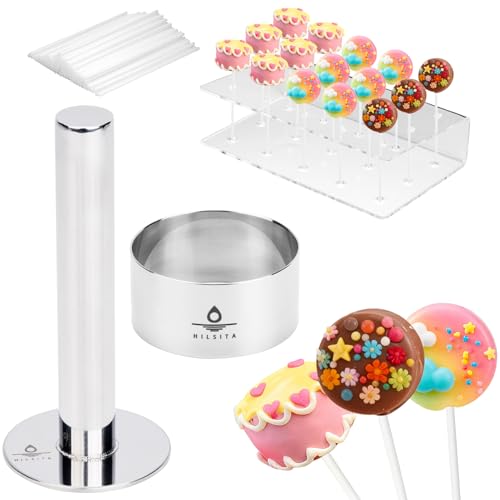 Hilsita 2-Inch Cake Pop Mold Kit with Cutter, Stand & 100 Sticks