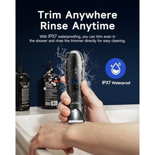 Manscape Trimmer for Men - No Nicks Electric Razor-Shaver for Balls/Pubic/Groin/Legs/Chest Hair Removal w/Light & Ceramic Blade, IPX7 Waterproof Full Body Hair Groomer USB-C Charging, Gifts for Men