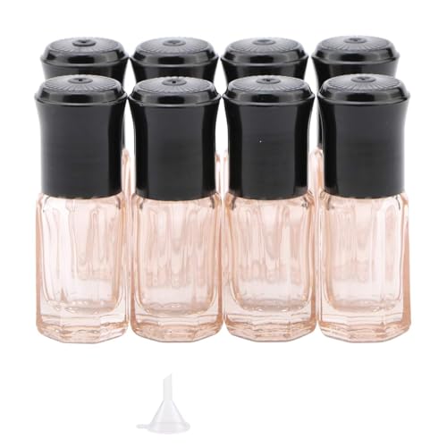 Newzoll 8Pcs 3ml Light Pink Glass Roll-On Essential Oil Bottles