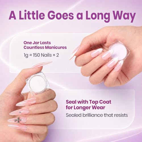 Beetles Chrome Nail Powder Set - 2 Jars White Pearl & Purple Aurora