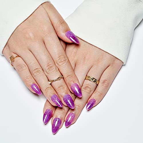 GLAMERMAID Purple Pink Ombre Press on Nails - Medium Almond Stiletto Kit