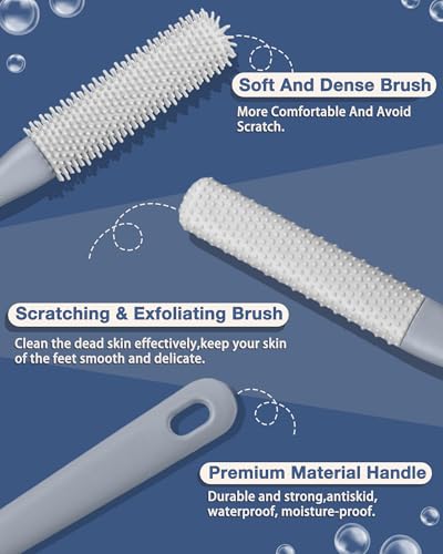2 Sets Toe & Foot Cleaning Brushes with Long Handle & Silicone Soft Scrubber