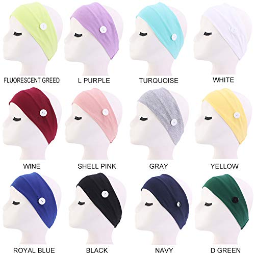 CÉLLOT 12 Pack Wide Stretchy Headbands for Women - Soft Yoga Hair Wraps