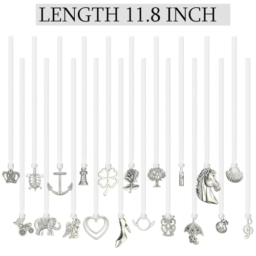 20 Pcs Wedding Cake Pull Charms Set with Blessing Cards