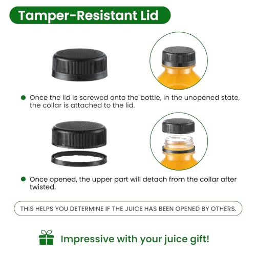 8oz Reusable Plastic Juice Bottles Pack of 12 with Caps & Labels - Leakproof, BPA-Free