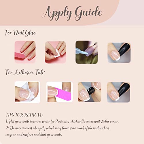 BABALAL Long French Tip Press-On Nails - 24 Pcs Glossy White Acrylic