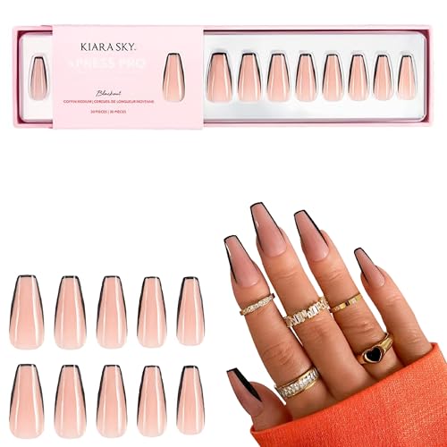 Kiara Sky Blackout Coffin Press-On Nails - Instant Acrylic Medium Length