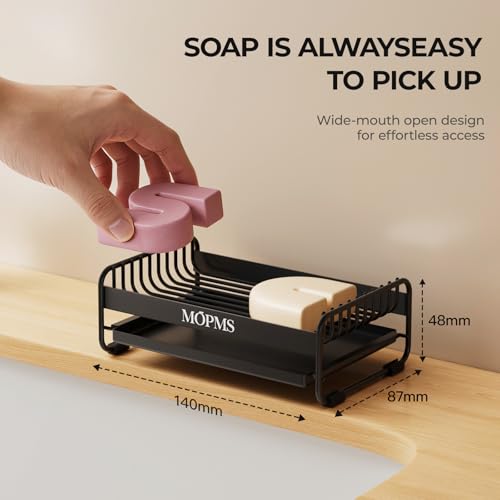 MOPMS Soap Dish with Drip Tray | Durable Carbon Steel Bar Soap Holder