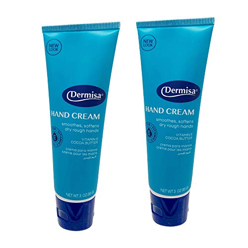 Dermisa Hand Cream with Cocoa Butter & Vitamin E - Fast-Absorbing Moisturizer, 3 Oz, Pack of 2