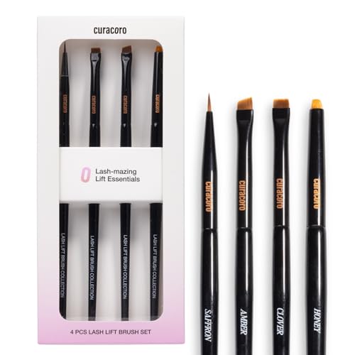 Curacoro Lash Lift Brush Set - 4-Piece Black Brushes for Precision