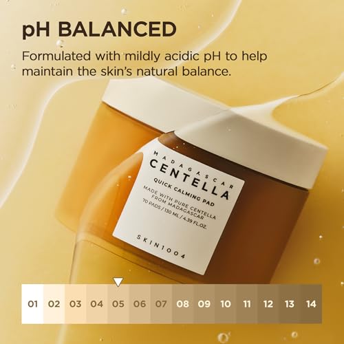 SKIN1004 Centella Quick Calming Pad, 70 Pads, Korean Face Toner Pad with Madagascar Centella Asiatica & Hyaluronic Acid, Hydrating & Soothing Facial Toner Pads for Gentle Exfoliation, Korean Skin Care