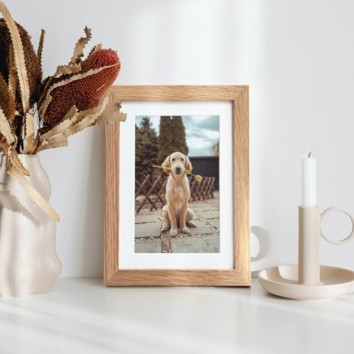 Natural Oak 4x6 Picture Frame Set of 2 with Mat for 3x5
