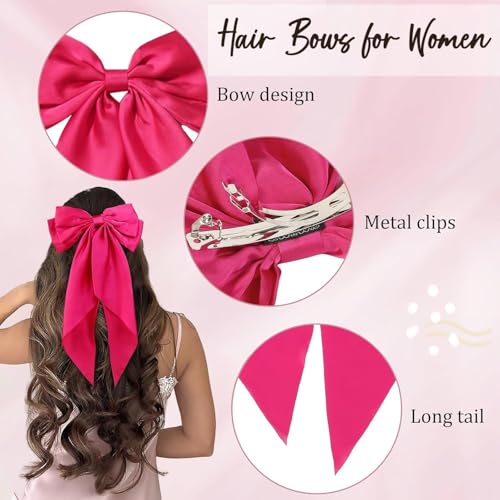 Multicolor TERSE Hair Bows for Women - 10PCS Big Satin Clips