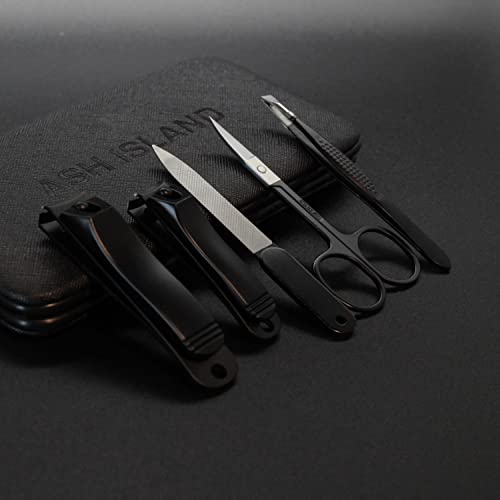 ASH ISLAND Black Stainless Nail Clippers Set - 12 in 1 Travel Kit