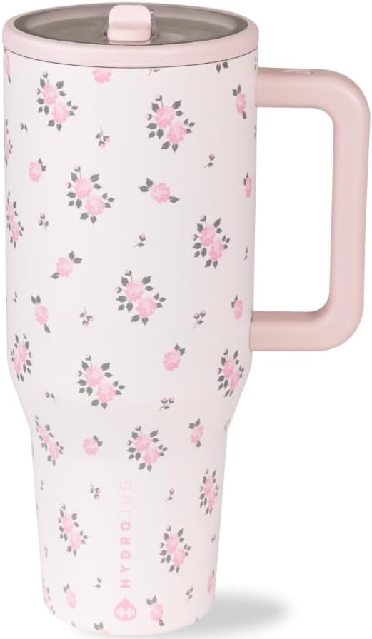 HydroJug 32 oz Insulated Water Bottle - Leak Resistant with Handle & Flip Straw | Pink Sand