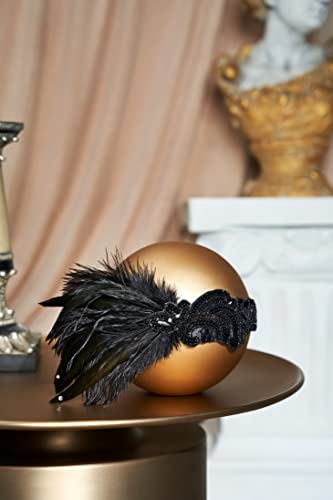Black 1920s Flapper Headband with Feather - Gatsby Accessory